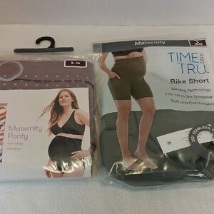 Time and Tru Olive Maternity Bike Shorts And 3 Pair Over Belly Panty